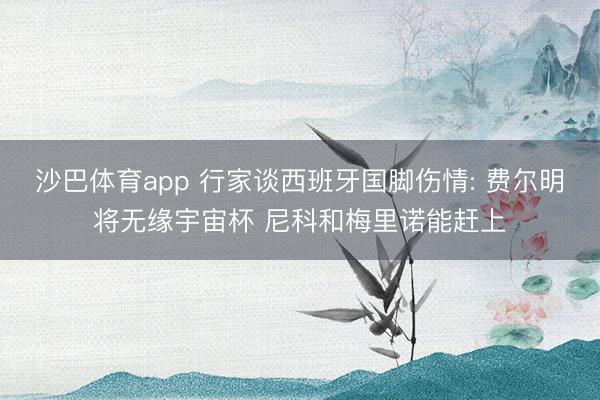 沙巴体育app 行家谈西班牙国脚伤情: 费尔明将无缘宇宙杯 尼科和梅里诺能赶上