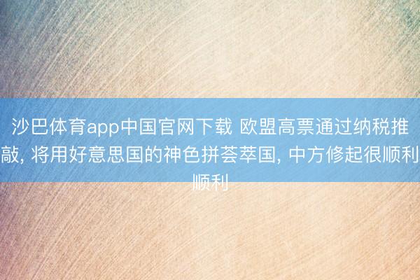 沙巴体育app中国官网下载 欧盟高票通过纳税推敲， 将用好意思国的神色拼荟萃国， 中方修起很顺利