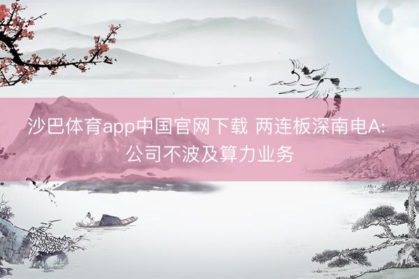 沙巴体育app中国官网下载 两连板深南电A: 公司不波及算力业务