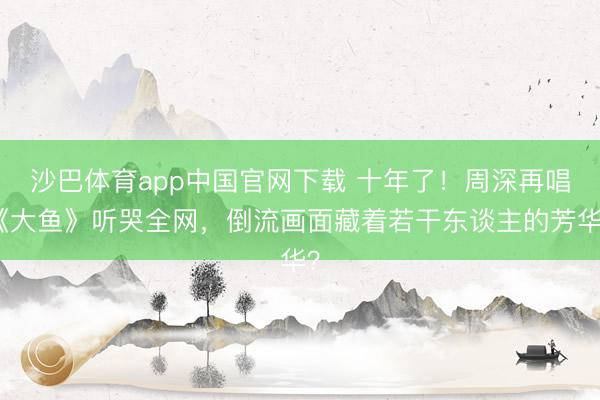 沙巴体育app中国官网下载 十年了！周深再唱《大鱼》听哭全网，倒流画面藏着若干东谈主的芳华？
