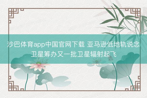 沙巴体育app中国官网下载 亚马逊低地轨说念卫星筹办又一批卫星辐射起飞