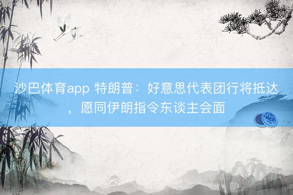 沙巴体育app 特朗普：好意思代表团行将抵达，愿同伊朗指令东谈主会面